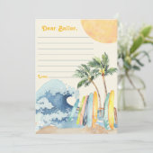 Invitation Surf Beach Anniversaire Fête Heure Capsule Note Ca (Debout devant)