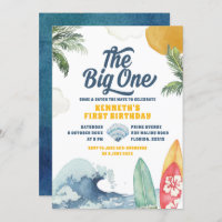 Surf Beach Summer Big One First Birthday Invitatia