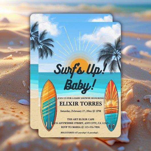 Invitation Surf bébé - Baby shower