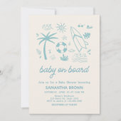 Invitation Surf bleu bébé à bord Baby shower (Devant)