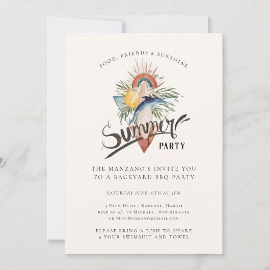Invitation Surf Boho | Jardin d'été (Devant)