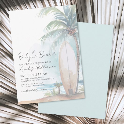 Invitation Surf De Plage Bébé À Bord Baby shower D'Été
