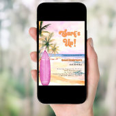 Invitation Surf de plage rétro surf de plage rose anniversair