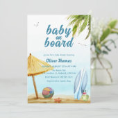 Invitation Surf D'Été Plage Bébé À Bord Baby shower (Debout devant)