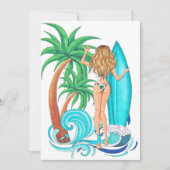 Invitation Surf d'été Plage vacances Anniversaire Fête (Devant)