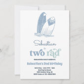 Invitation Surf Deux Rad Surf moderne 2e fête d'anniversaire (Devant)