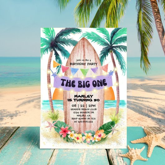 Invitation Surf et mer | Anniversaire de Big One Beach
