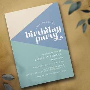 Invitation Surf moderne rétro Bleu   Beachy Birthday Party