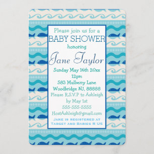 Invitation Surf 'N Fishies Baby shower nautique