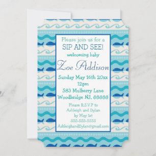 Invitation Surf 'N Fishies Nautical Baby Sip and See