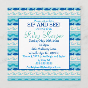 Invitation Surf 'N Fishies Nautical Baby Sip et voir