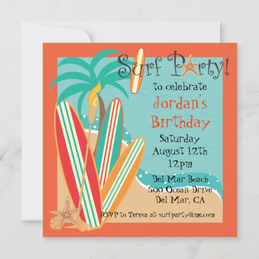 Invitation surf Party (Devant)