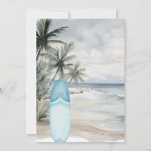 Invitation Surf plage surf de plage rétro fête d'anniversaire (Dos)