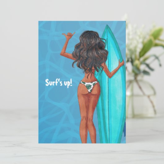 Invitation Surf Rustique été Plage vacances Bachelorette (Debout devant)