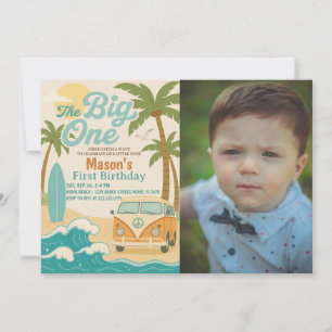 Invitation Surf’s Up ! Editable The Big One Boy 1er Anniversa