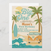 Invitation Surf’s Up ! Editable The Big One Boy 1er Anniversa (Devant / Derrière)