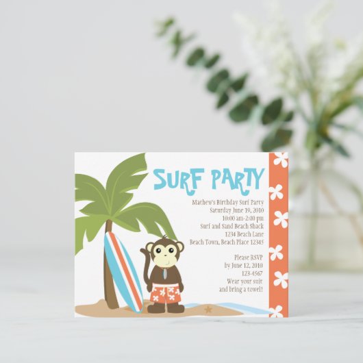 Invitation Surf singe (Debout devant)