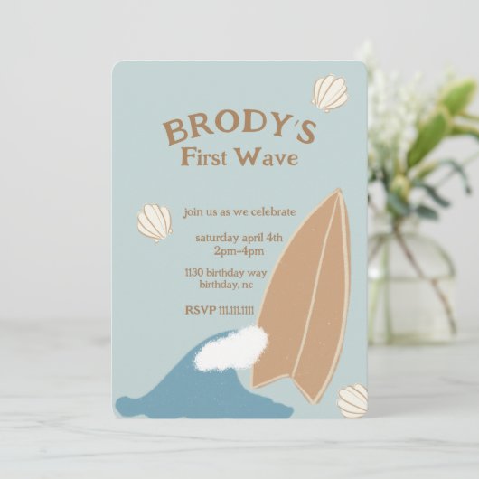 Invitation Surf Summer Boy Anniversaire (Debout devant)