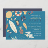 Invitation Surf & Sun | Fête d'anniversaire d'été à main (Devant / Derrière)