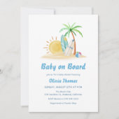 Invitation Surf Sunshine Beach Palm Tree Baby shower (Devant)
