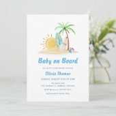 Invitation Surf Sunshine Beach Palm Tree Baby shower (Debout devant)