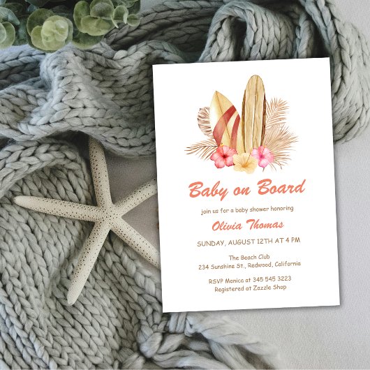 Invitation Surf Tropical Boho bébé à bord Baby shower