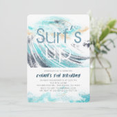Invitation Surf Up Blue Wave Splash Surf 1er anniversaire (Debout devant)