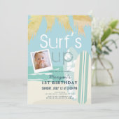 Invitation Surf Up Boy Surfboards Beach Photo 1er anniversair (Debout devant)