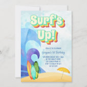 Invitation Surf Up Retro Beach Premier anniversaire (Devant)