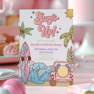 Invitation Surf Up ! Surf Board Super Rétro fête d'anniversai