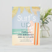 Invitation Surf Up Surfboards Beach Girl Anniversaire (Debout devant)