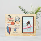 Invitation Surf Up ! Surfing Birthday Beach Party Photo (Debout devant)