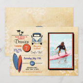 Invitation Surf Up ! Surfing Birthday Beach Party Photo (Devant / Derrière)