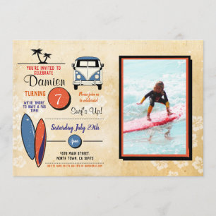 Invitation Surf Up ! Surfing Birthday Beach Party Photo