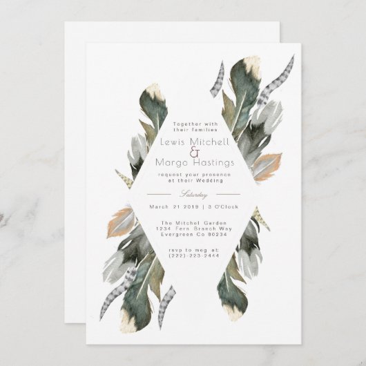 Invitation Surface Aquarelle Diamant | MARIAGE (Devant / Derrière)