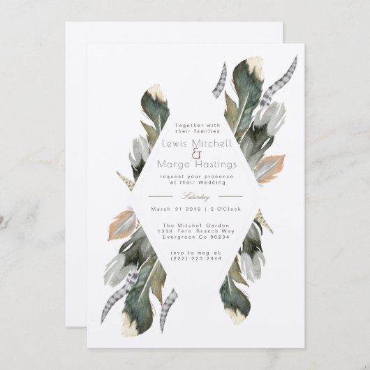 Invitation Surface Aquarelle Diamant | MARIAGE (Devant / Derrière)