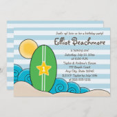 Invitation Surfboard Anniversaire pour enfants (n'importe que (Devant / Derrière)