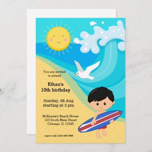 Invitation Surfer (Devant / Derrière)