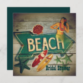 Invitation Surfer Aloha Hula Girl hawaii douche nuptiale (Devant / Derrière)