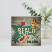 Invitation Surfer Aloha Hula Girl hawaii douche nuptiale (Debout devant)