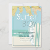 Invitation Surfer Boy Surfboards Baby shower de plage (Devant)