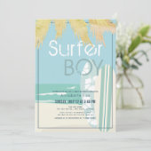 Invitation Surfer Boy Surfboards Baby shower de plage (Debout devant)