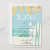 Invitation Surfer Boy Surfboards Baby shower de plage par cou (Devant)