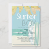 Invitation Surfer Boy Surfboards Beach Baby shower Drive-by (Devant)