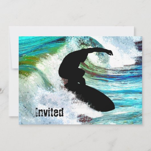 Invitation Surfer dans la vague de curling (Devant)