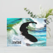 Invitation Surfer dans la vague de curling (Debout devant)