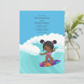 Invitation Surfer Fête d'anniversaire fille (Debout devant)