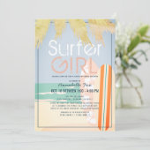 Invitation Surfer Girl Surfboards Beach Baby shower Drive-by (Debout devant)