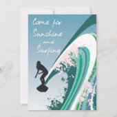 Invitation Surfer graphique sur le soleil de vague et la (Devant)