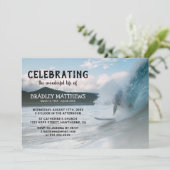 Invitation Surfer Ocean Wave | Célébration des funérailles de (Debout devant)